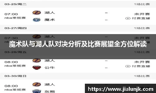 魔术队与湖人队对决分析及比赛展望全方位解读