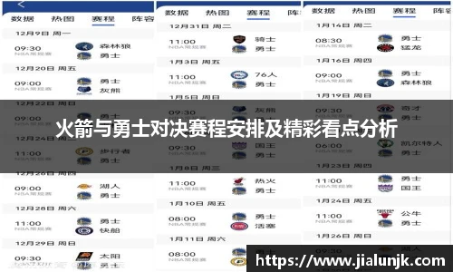 火箭与勇士对决赛程安排及精彩看点分析